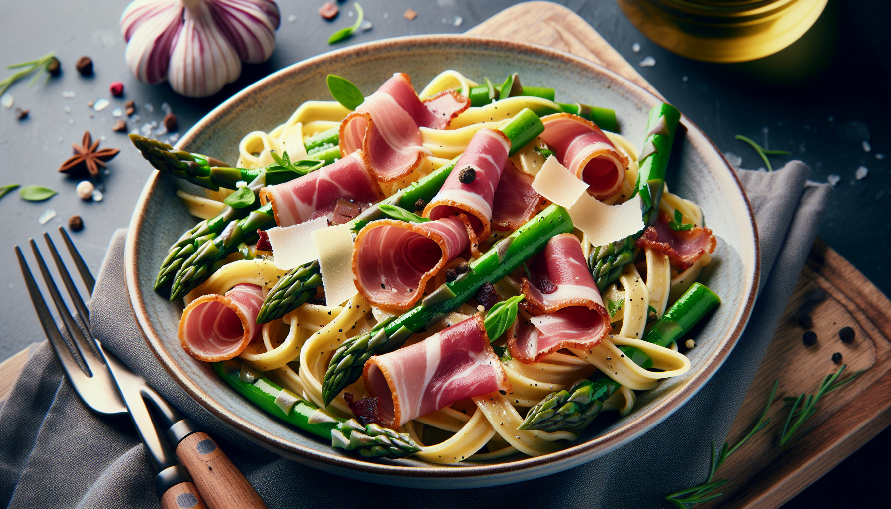 pasta asparagi e speck